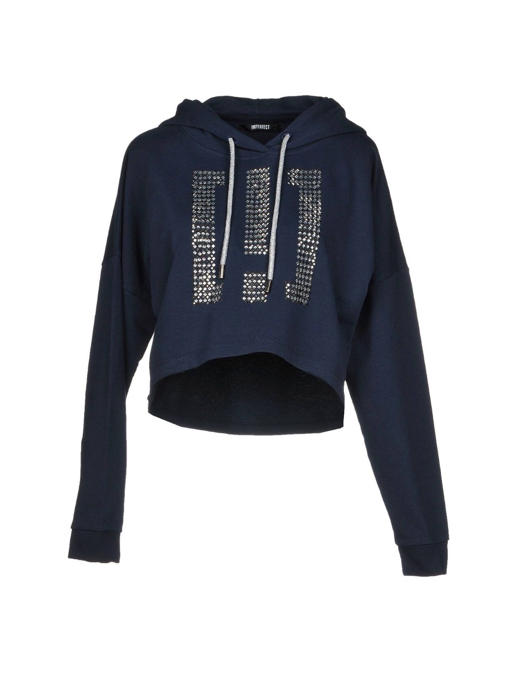 !M?ERFECT Studded Navy Cropped Hoodie, Size M